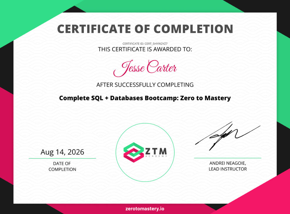 ZTM - SQL Database Bootcamp