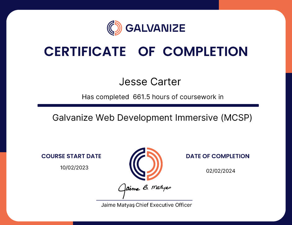 Galvanize Certificate